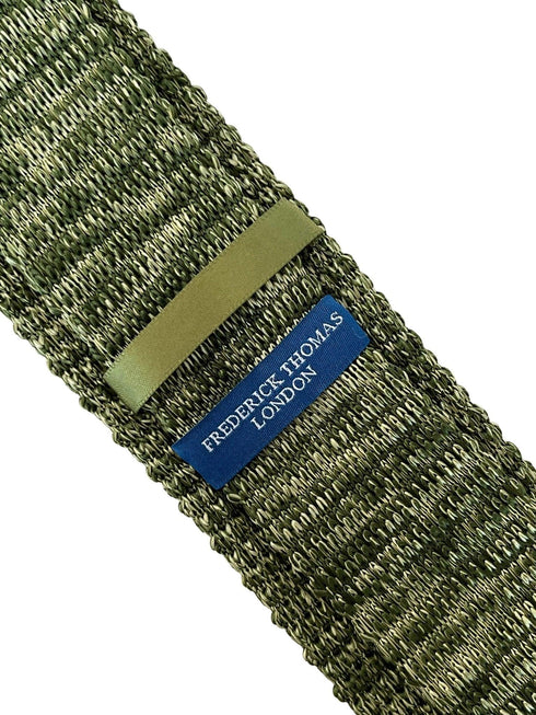 khaki olive army green and white speckled knitted tie